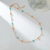 Bai Ling Light Luxury Retro Starry Sky Turquoise necklace, women's fashion brushed small round ball design, European and American collarbone chain Application Scenario